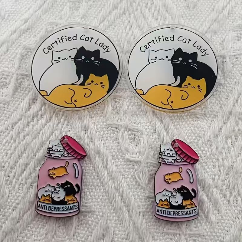 Jewelry Making For Birthday Party - 10pcs acrylic cute cat pendant, DIY