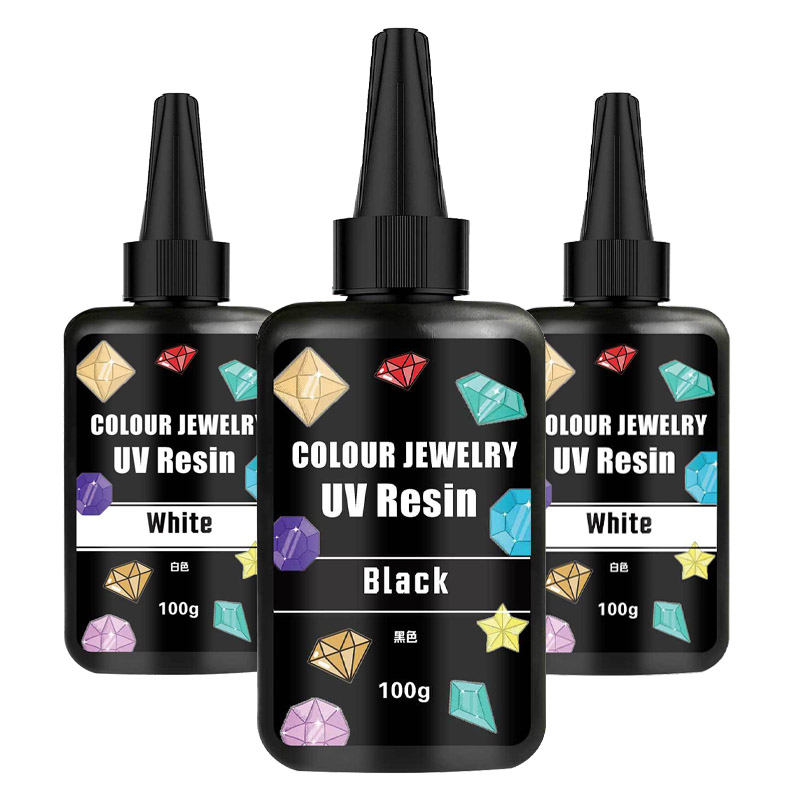 Jewelry Making Uv Resin Kit - Colored UV Resin100g White& Black UV