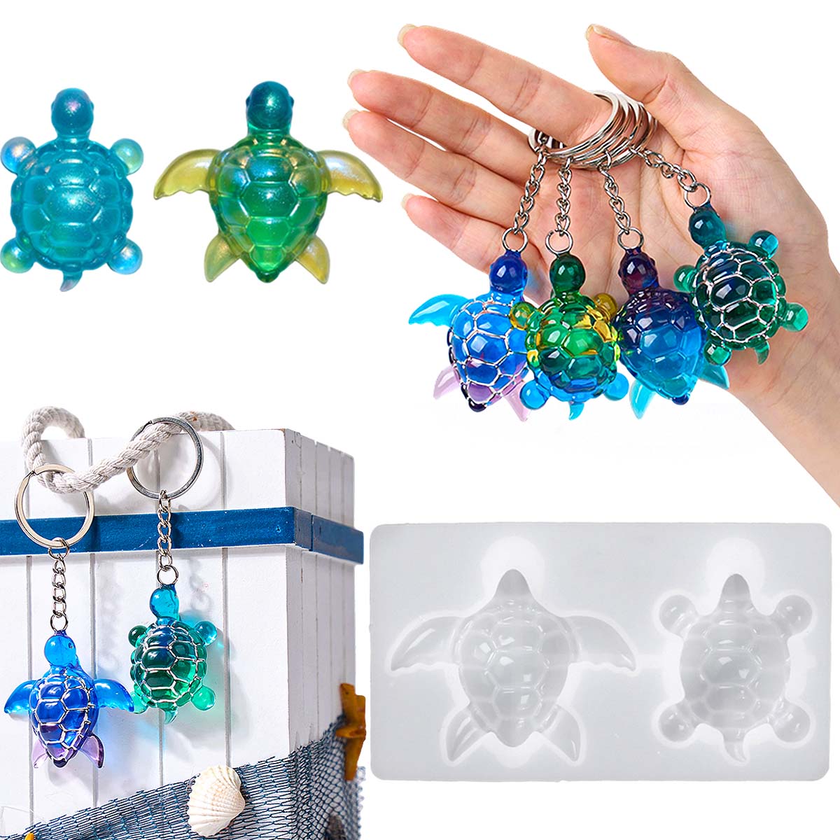 Jewelry Making Uv Resin Kit - 3D Sea Turtle Keychain Silicone Mold