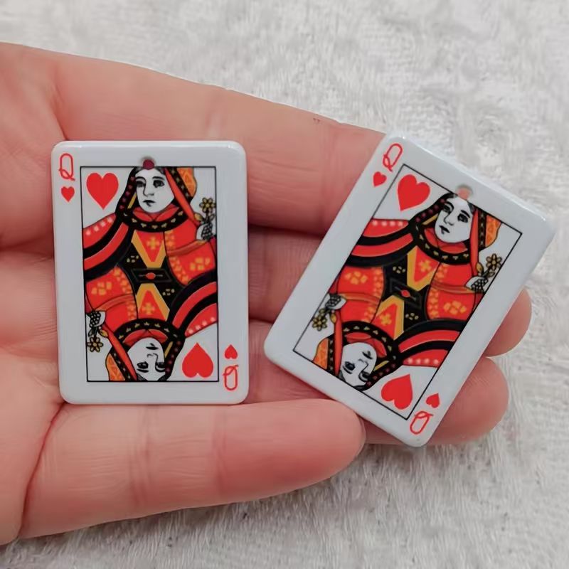 Jewelry Making For Birthday Party - 10pcs acrylic double-sided simulation poker pendant,