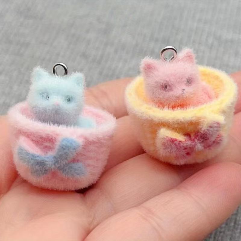 4pcs 3D plush resin cat pendan - đánh giá và giá Jewelry Making For Birthday Party