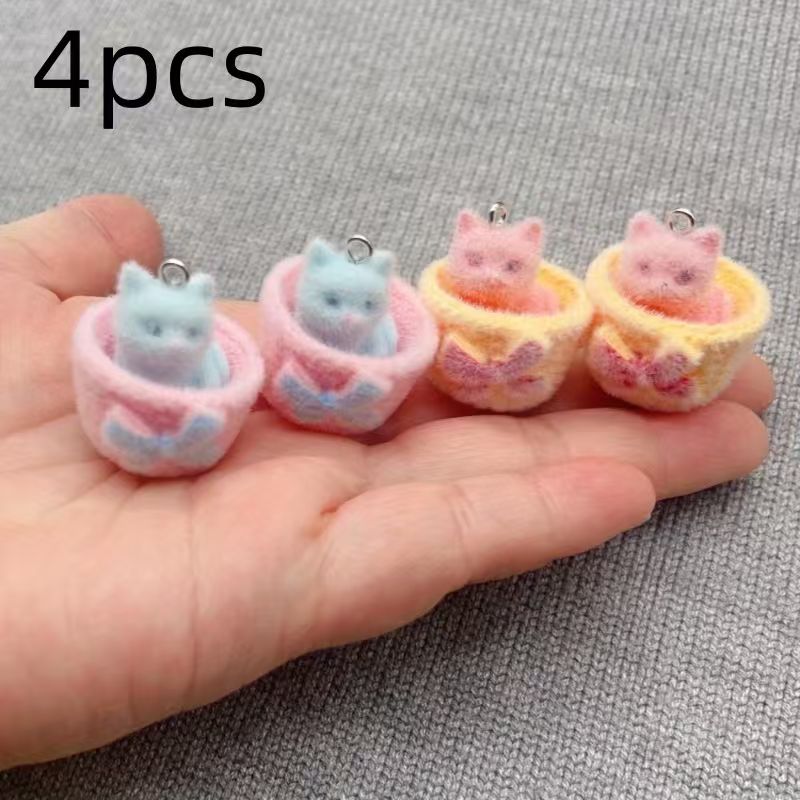 4pcs 3D plush resin cat pendan - đánh giá và giá Jewelry Making For Birthday Party