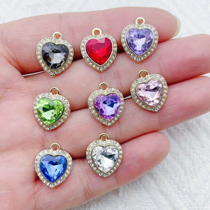 10pcs heart-shaped inlaid colo - đánh giá và giá Jewelry Making For Birthday Party